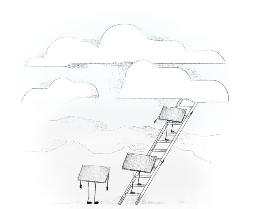 Ilustración de sitios Web subiendo a la nube.